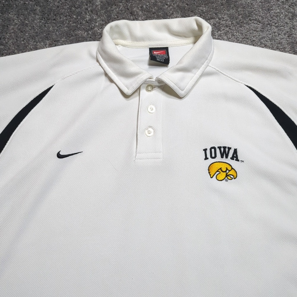 Vintage Nike University of Iowa Hawkeyes Polo Shirt Mens XL White Caitlin Clark‎